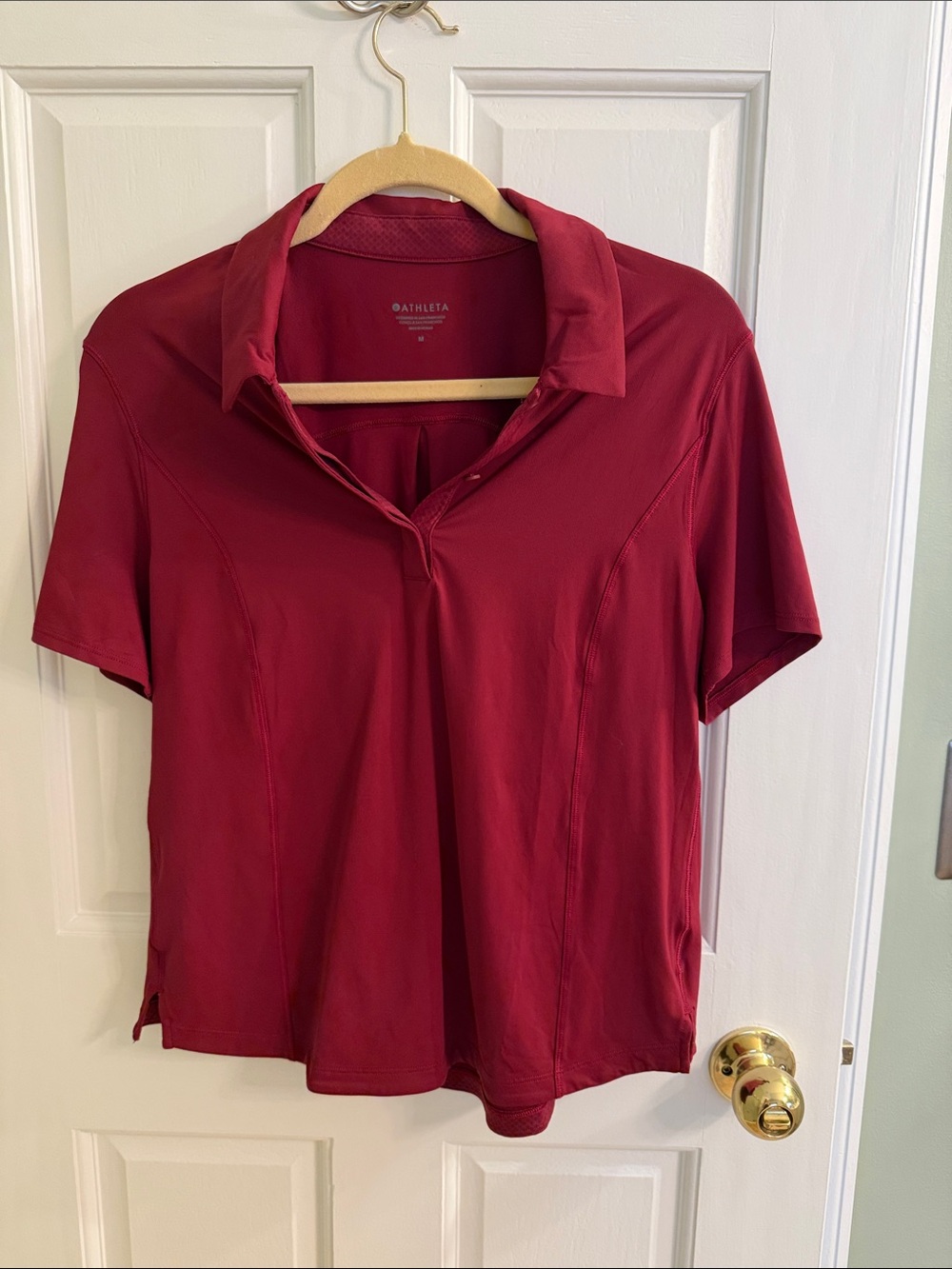 Athleta Short Sleeve Polo Top - Burgundy